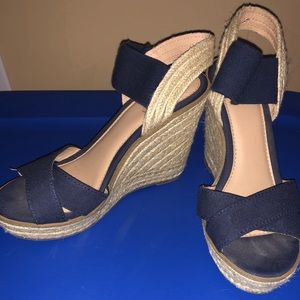 Navy Blue Marina wedge sandals